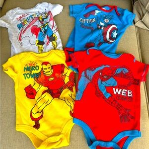 Marvel, Superhero, Baby Onesies, Bundle of 4, Size 6-9 Months